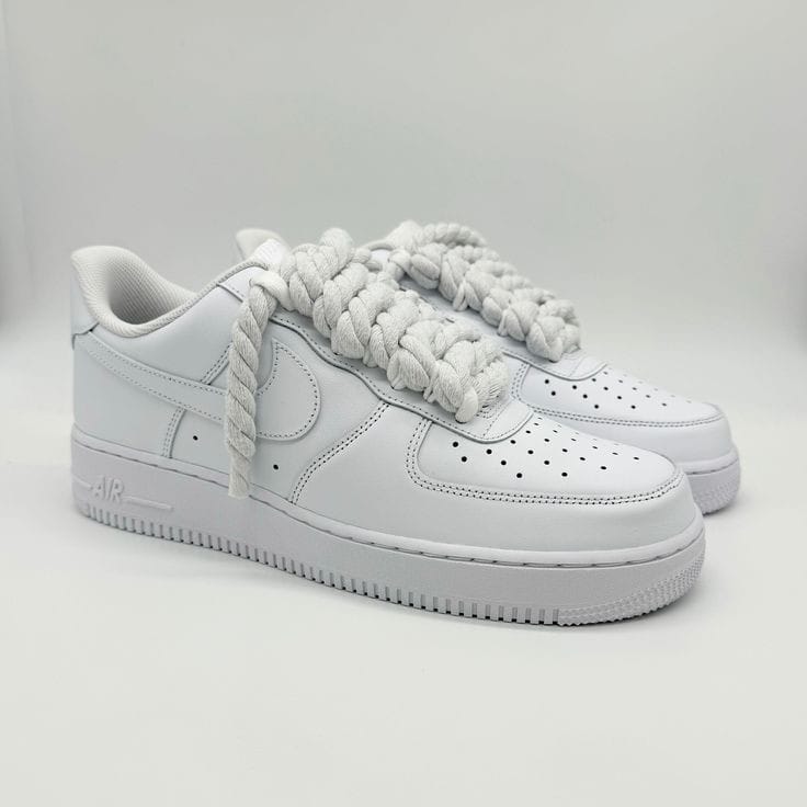 NIKE AIR FORCE 1 LOW "WHITE"- CUSTOM 'WHITE' ROPE LACES